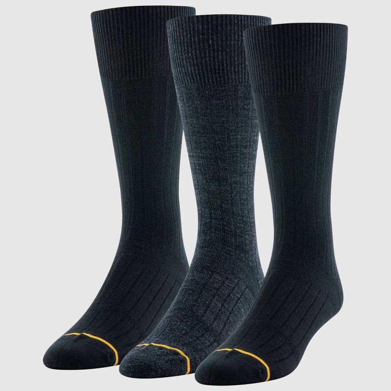 Signature Gold by GOLDTOE Men's Fit Tec Rib Crew Socks 3pk - Charcoal Gray/Black 6-12.5
