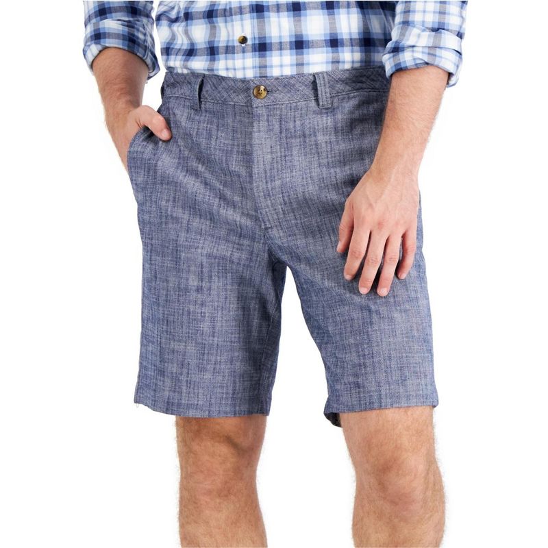 Club Room Mens Chambray Casual Walking Shorts, blue, 40