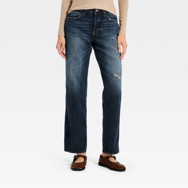 Women's Mid-Rise Boyfriend Jeans - Universal Thread™ Dark Blue 2