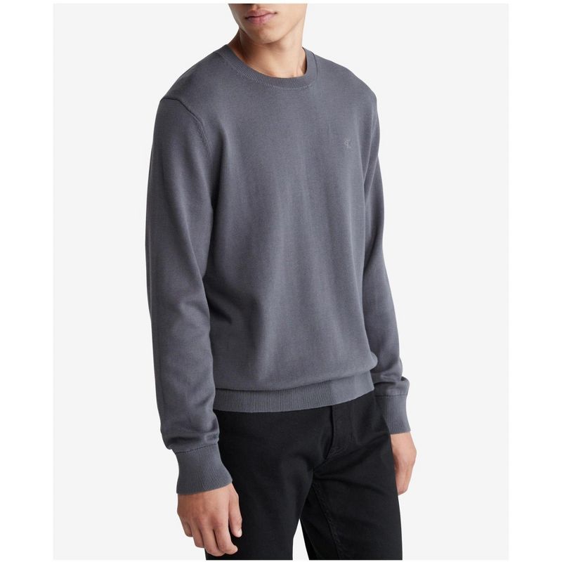 Calvin Klein Mens Monogram Logo Pullover Sweater, darkgray, XX-Large