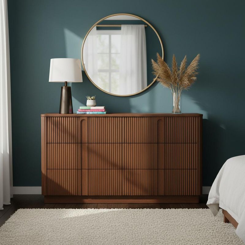 Teamson Home Potomac Modern Boho Solid Wood 6-Drawer Dresser with Deep Storage, Push-to-Open Design & Rounded Edges