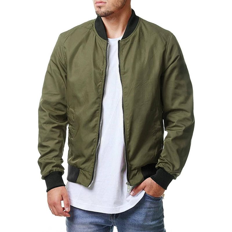 COOFANDY Men Bomber Jacket Lightweight Windbreaker Jackets Casual Softshell Flight Fashion Winter Fall Coat with Pocket Army Green XXL