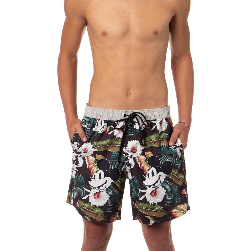 Disney Men's Mickey Mouse Floral Daily Hot Tub Board Shorts for Swimming (S)