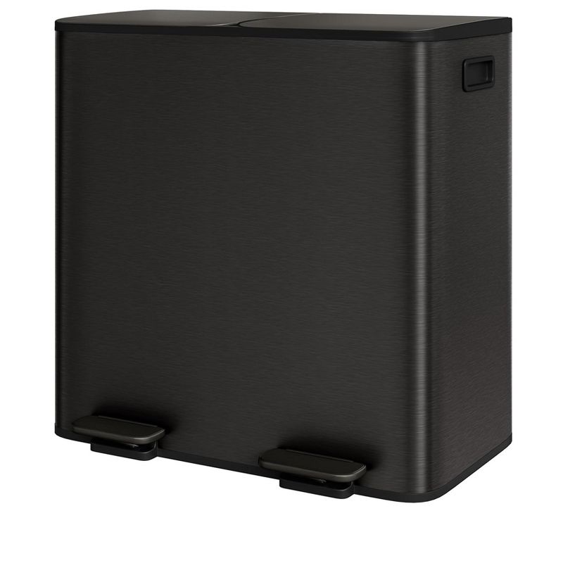 Trash Can,2x10.6 gal(2x40L) Garbage Can for Kitchen Dual Compartment Recycling Step Trash Bin, Stainless Steel Trash and Recycle Bin Combo with Lid