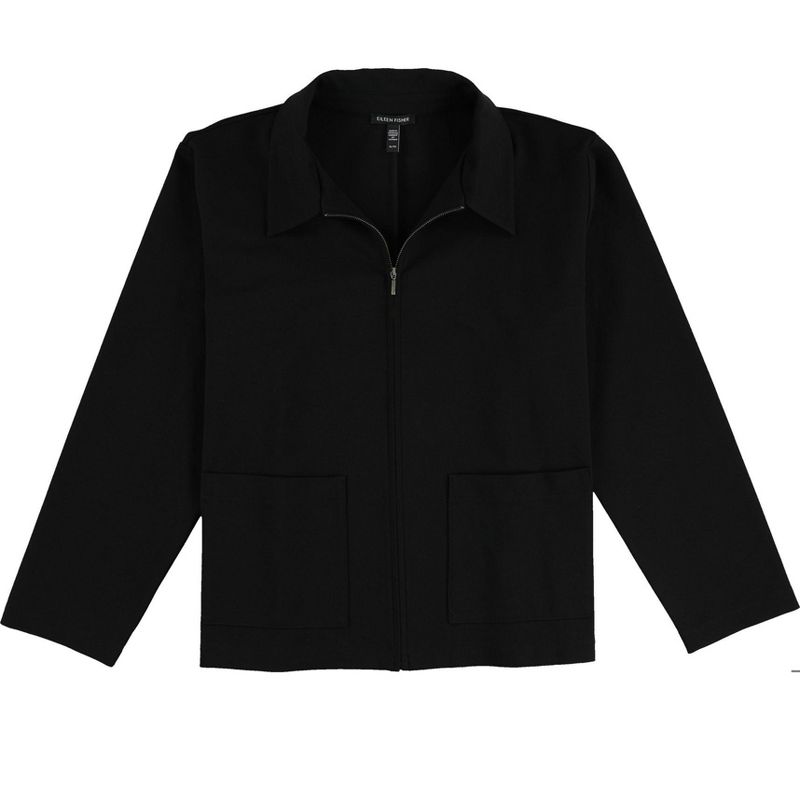Eileen Fisher Womens Classic Knit Jacket, black, X-Large