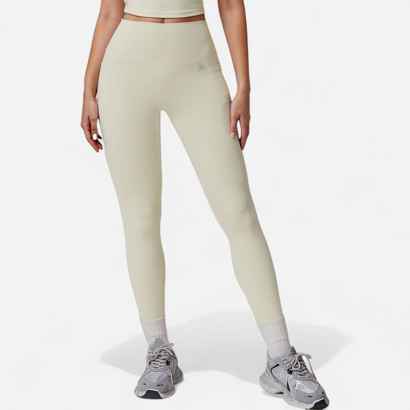 Anna-Kaci Active Women's High Waist Full-Length Seamless Leggings with Ultra-Stretchy Fabric - Medium, Light Beige