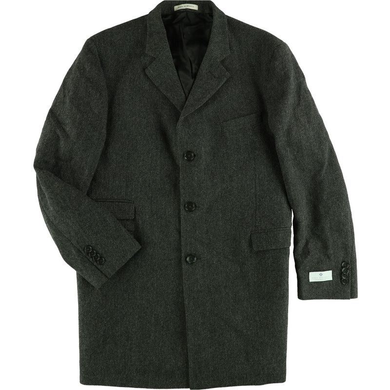 Ryan Seacrest Mens Wool Herringbone Bomber Jacket, charcoal, 44 Regular