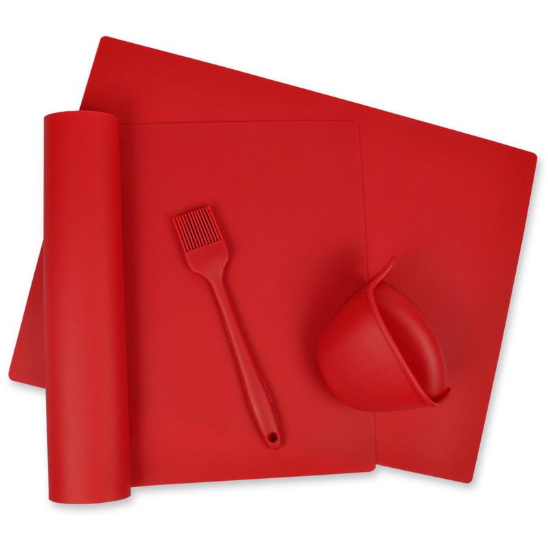 Design Imports Silicone Baking Red S/4
