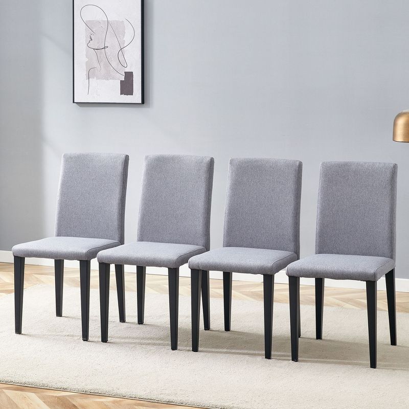 CAVINAS 18 Inch Minimalist Dining Chairs Restaurant Chair,Set of 4,Upholstery Chairs for Living Room,Restuaurant Furniture Chair,Metal Legs,Light Gray