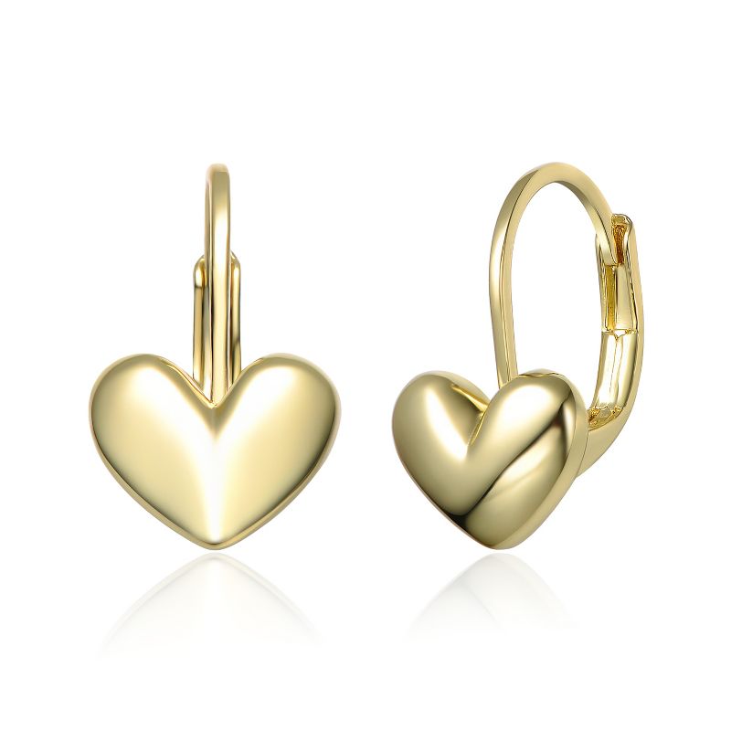 Guili 14K Gold Plated Heart Drop Earrings with Leverback Closure Offer a Romantic, Secure, and Elegant Look for Both Daytime and Evening Wear