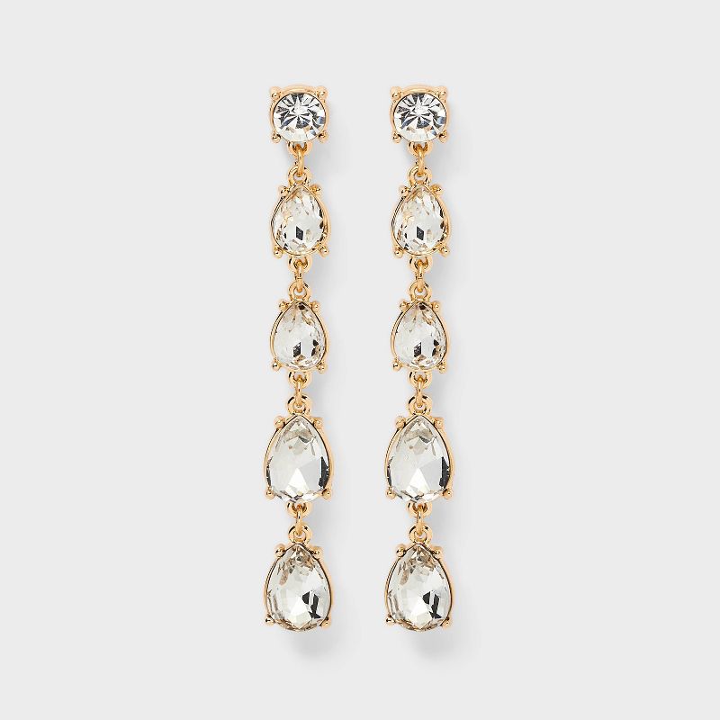 Teardrop Stone Linear Earrings - A New Day™ Gold