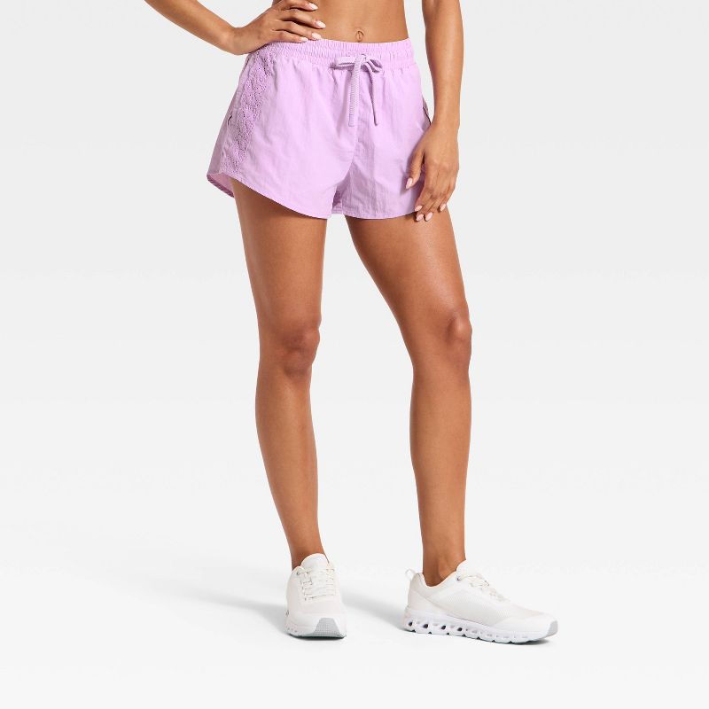 Women's Crochet Trim Woven Shorts - JoyLab™ Purple XS