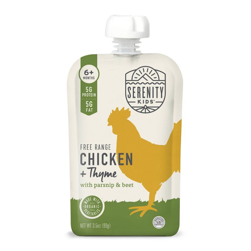 Serenity Kids Free Range Chicken and Thyme with Organic Parsnip and Beet Baby Food Pouch - 3.5oz