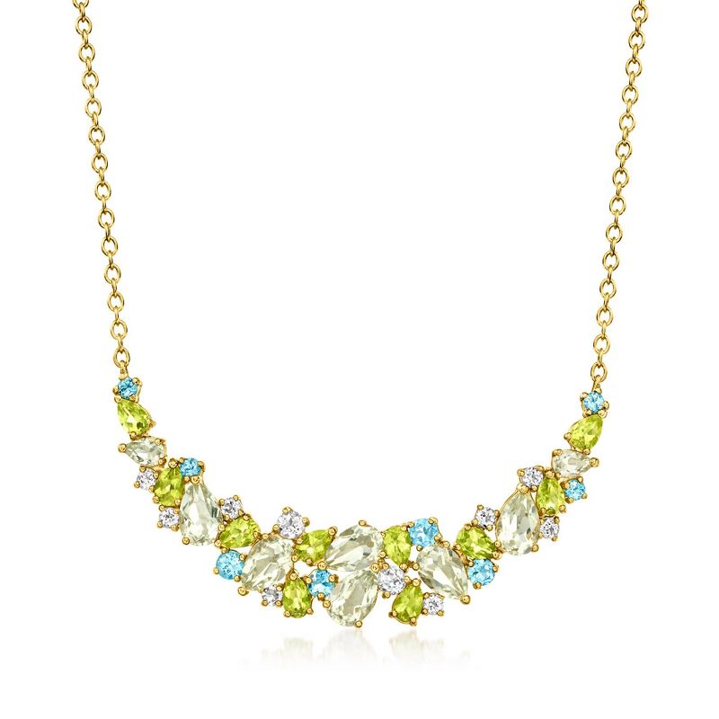 Ross-Simons 12.40 ct. t.w. Multi-Gemstone Collar Necklace in 18kt Gold Over Sterling Size 18