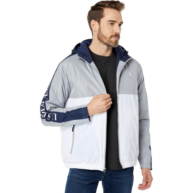 U.S. Polo Assn. Men's Hooded Polar Fleece Jacket Vapor Gray X-Large