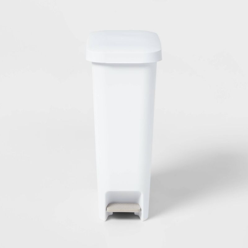 11gal Slim Step Trash Can - Brightroom™: White Pedal-Operated Lid, Textured Indoor Kitchen Trashcan, 11 Gallon Capacity