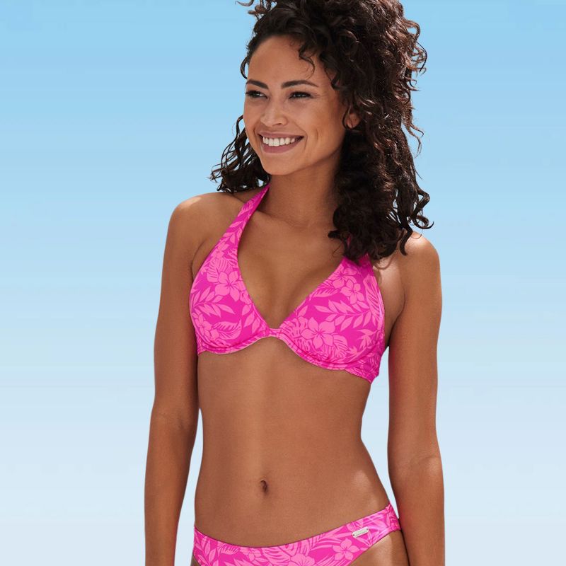 Women's Tropical Underwire Bikini Swimsuit Top Bra Sizing - LASCANA - Pink-Printed Floral 38B