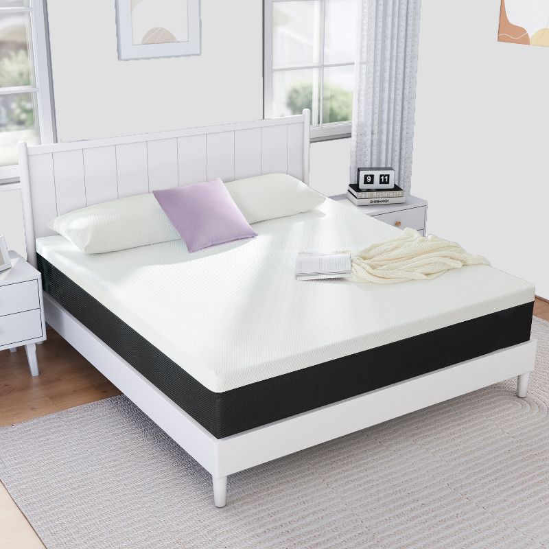 wuleitex 10 inch queen black and white injected gel skin-friendly foam mattress