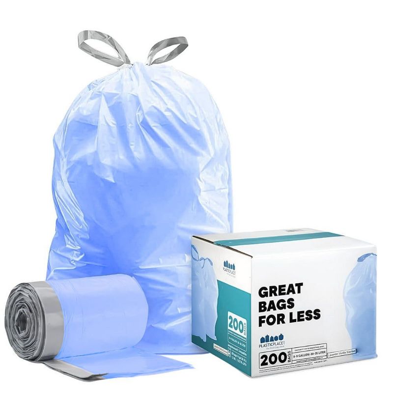 Plasticplace Trash Bags Compatible with simplehuman Code D (100 Count) Blue Recycling Bags 5.3 Gallon / 20 Liter 15.75"" x 28"