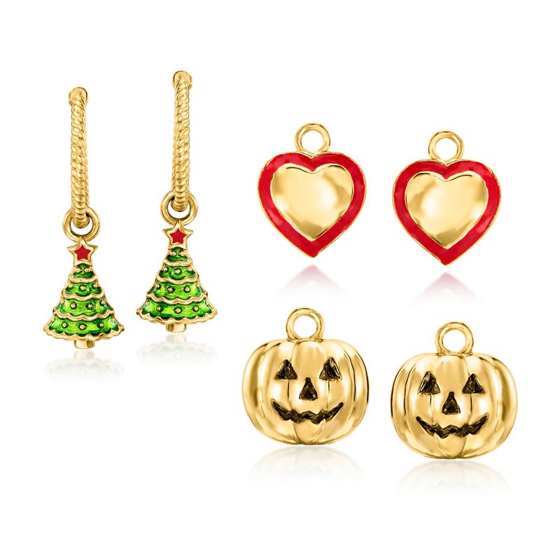 Ross-Simons 18kt Gold Over Sterling Jewelry Set: Hoop Earrings With Interchangeable Holiday Charms