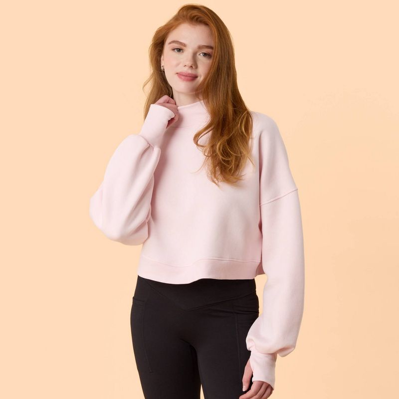 Blogilates Women's Marshmallow Mockneck Sweatshirt - Light Pink S