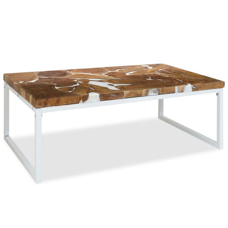 vidaXL Coffee Table End Table Side Table Living Room Furniture Teak Resin - White 43.3"