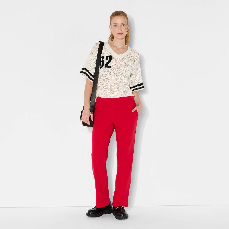 Women's Mid-Rise Slim Straight Sweatpants - Wild Fable™ Berry Red S