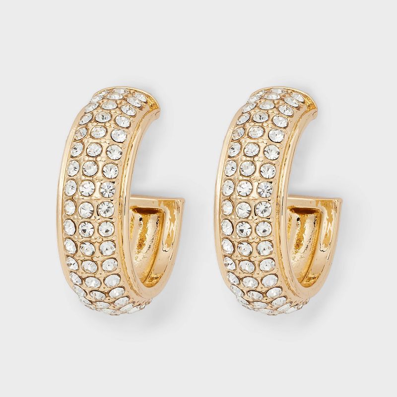 Pave Open Hoop Earrings - A New Day™ Gold