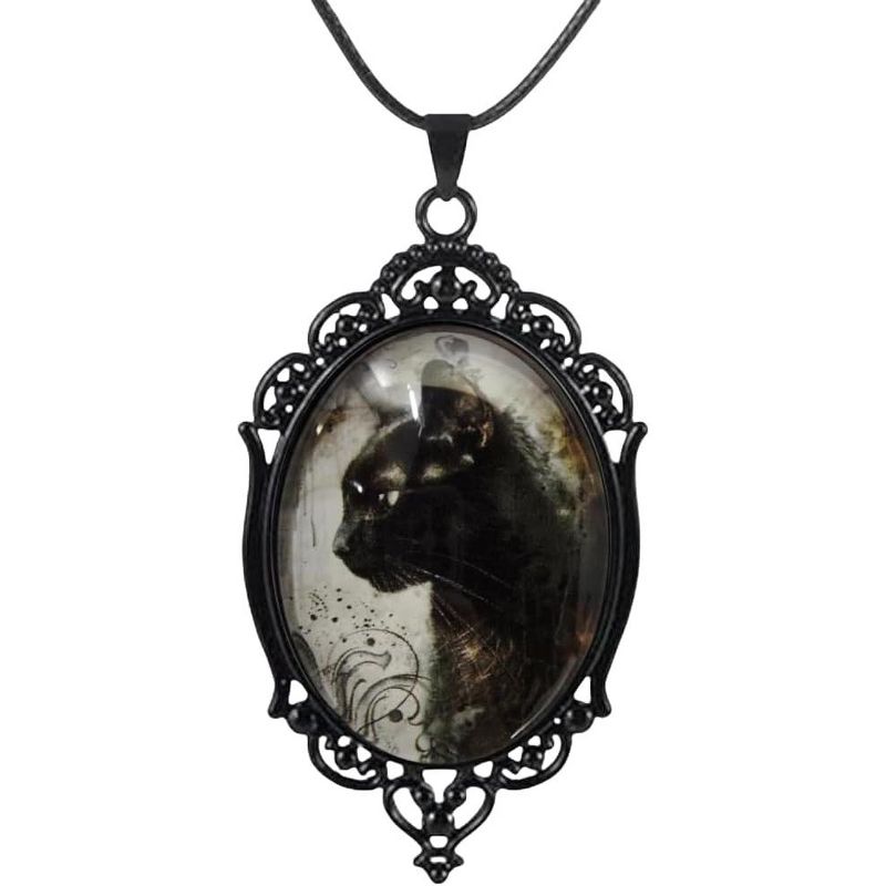 Summit Adventure Gothic Black Cat Cameo Choker Set - Vintage Halloween Witch Jewelry Gift for Women
