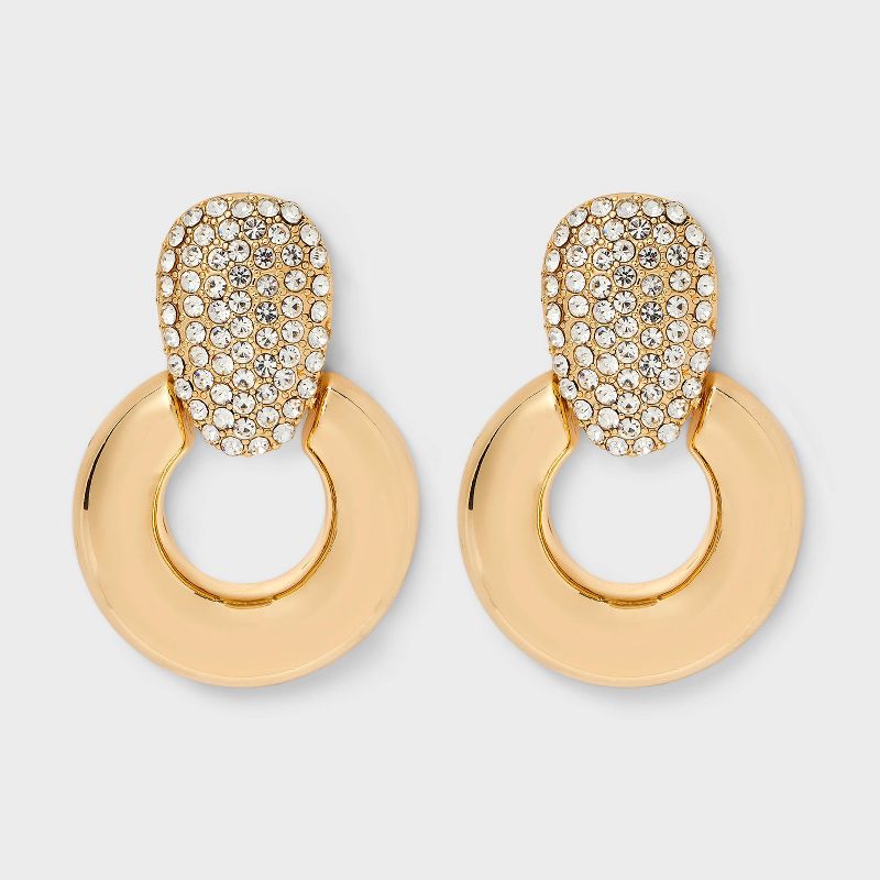 Door Knocker Earrings with Pave Post - A New Day™ Gold
