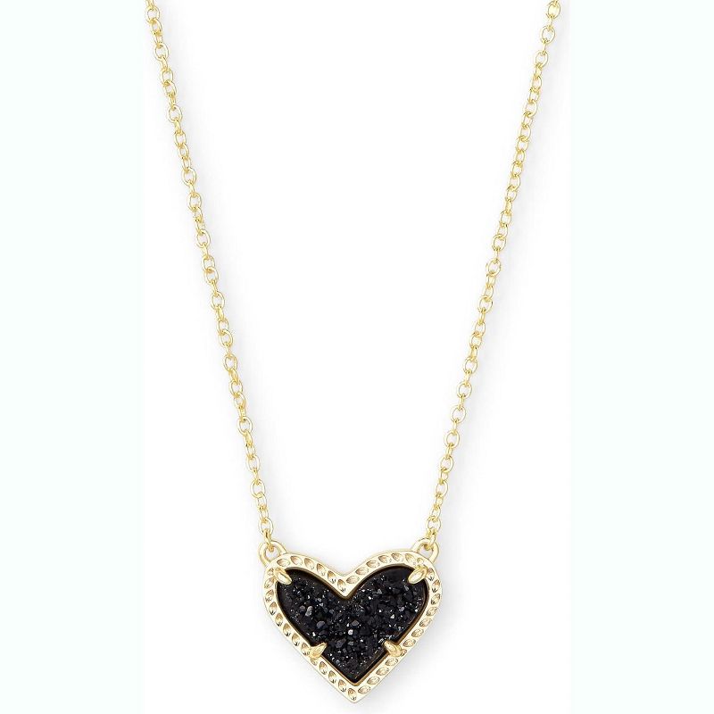 SmallRig Heart Pendant Necklace Adjustable Chain Length Fashion Jewelry for Women GOLD - BLACK DRUSY