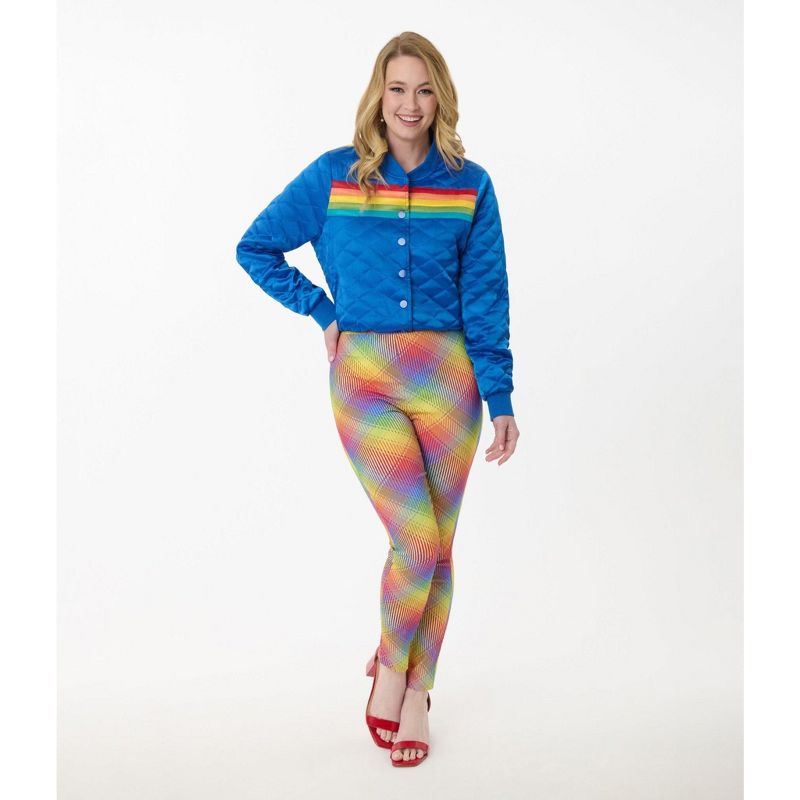 Unique Vintage Women's High Waist Rizzo Pants Rainbow Plaid S/4