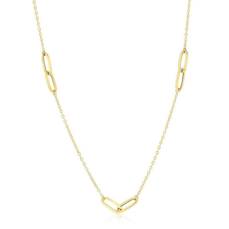 Classic Gold 14K Yellow Gold, Paperclip Design Necklace - Gold - 16+2 Inch