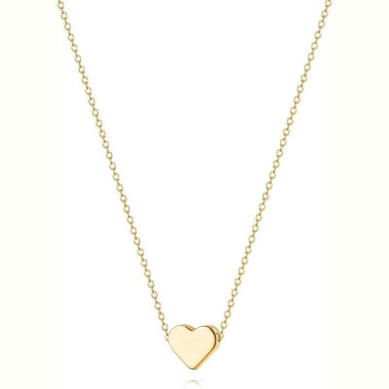 Gold Heart Necklace for Women Trendy 14K Gold/Silver Plate Cute Heart Pendant Choker Necklaces Tiny Heart Necklace-Gold 17