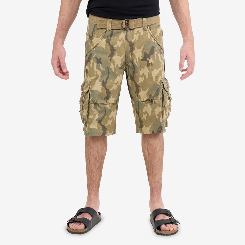 X RAY Men's Belted 12.5" Inseam Cargo Shorts,Camo Shorts(plus size shorts in available) in DESERT CAMO Size 34