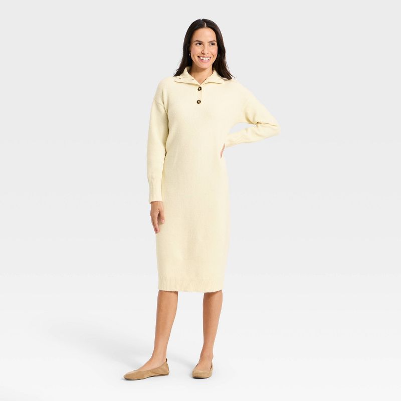 Women's Long Sleeve Midi Sweater Dress - Universal Thread™ Cream M
