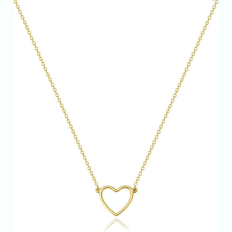 SmallRig Gold Silver Heart Pendant Necklace Dainty Choker Love Jewelry for Women Open Heart Necklace-Gold