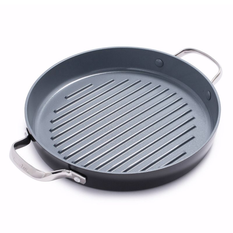 GreenPan Valencia Pro 11" Ceramic Grill Pan with 2 Side Handles Black