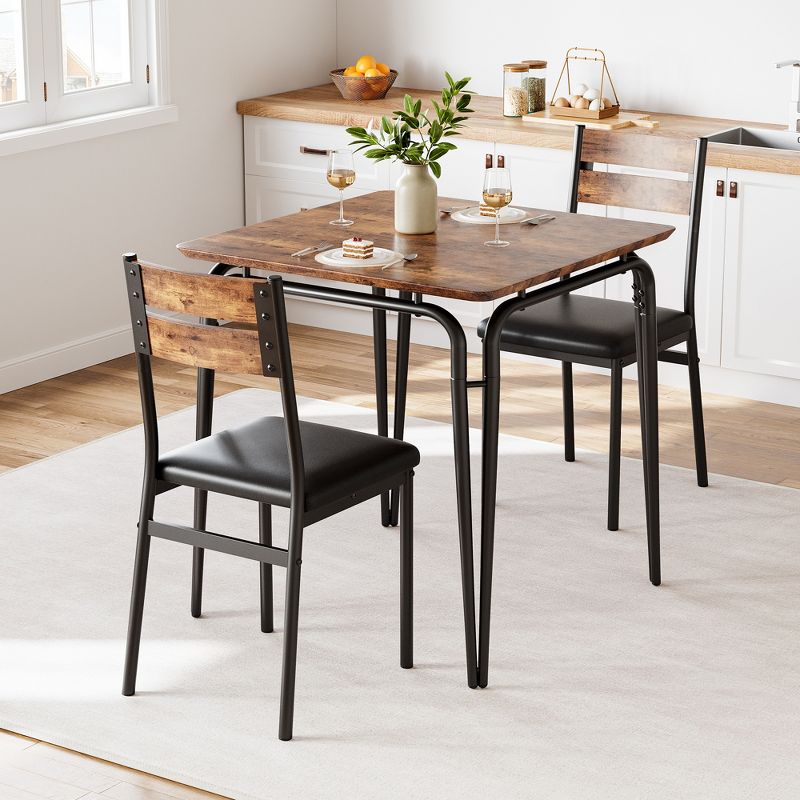 Dining Table Set for 2, Kitchen Table with Upholstered Chairs Dinning Table for Kitchen, Compact Set for Small Spaces, Apartment