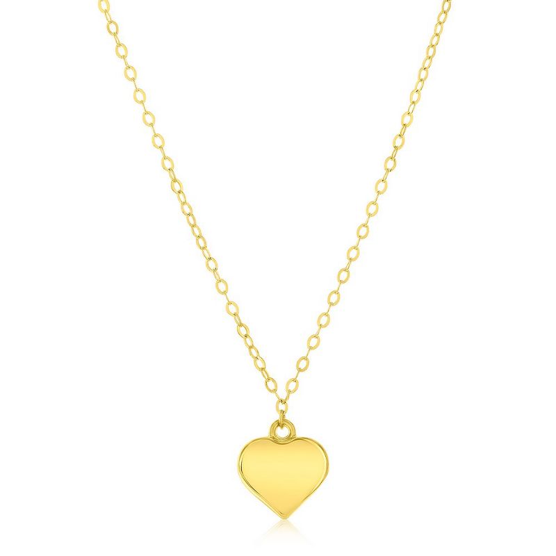 Classic Gold 14K Yellow Gold, Polished Heart Necklace - Gold - 16+2 Inch