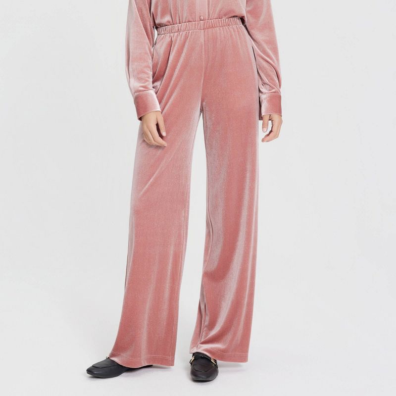 Women's Velvet Pull-On Pants - Universal Thread™ Dark Pink S