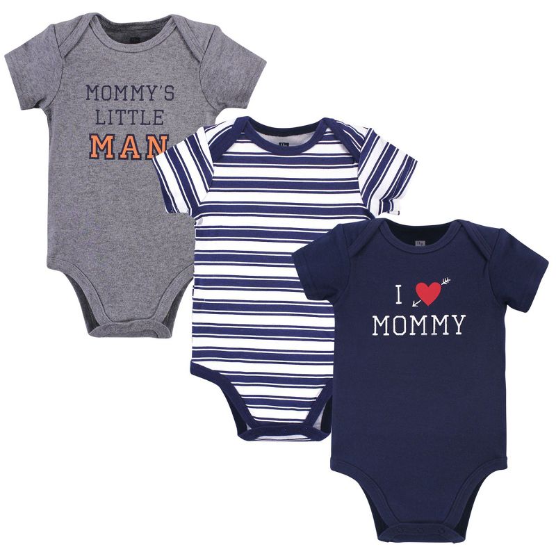 Hudson Baby Infant Boy Cotton Bodysuits 3pk, Boy Mommy, 3-6 Months
