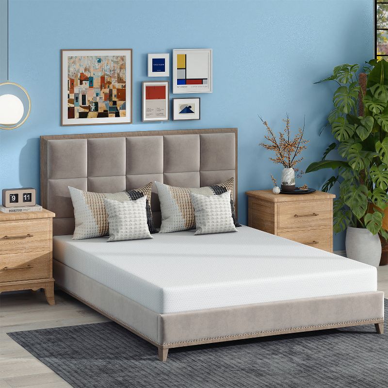FDW 6 inch Queen Memory Foam Mattress Cooling Gel Bamboo Charcoal Infused Mattress/CertiPUR-US Certified/Breathable Bed Mattress ,White Queen