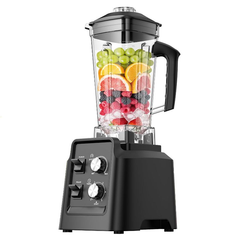 Itopfox Blender & Grinder Combo with 68Oz Pitcher, Crushes Ice & Frozen Fruits, Puree Maker, BPA-Free, Includes 20Oz Cup, Self-Cleaning, Black