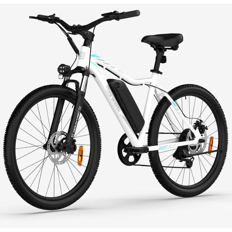 5TH WHEEL MATE Electric Bike - 1000W Peak, 20 mph, 45 Mile Range (PAS), 265 lbs Capacity, 26" Tires, Shimano Tourney 7 Speed Shifter - White