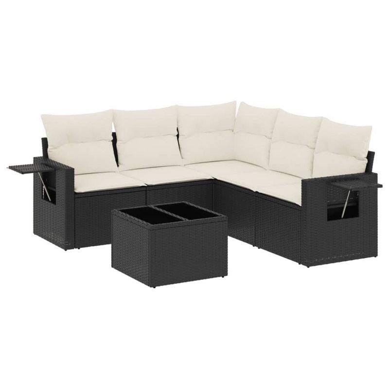 vidaXL Garden Sofa Set Black, Cream White