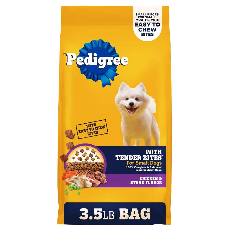 Pedigree with Tender Bites Chicken, Vegetable, Steak and Beef Flavor Dry Dog Food for Small Dogs - 3.5lbs