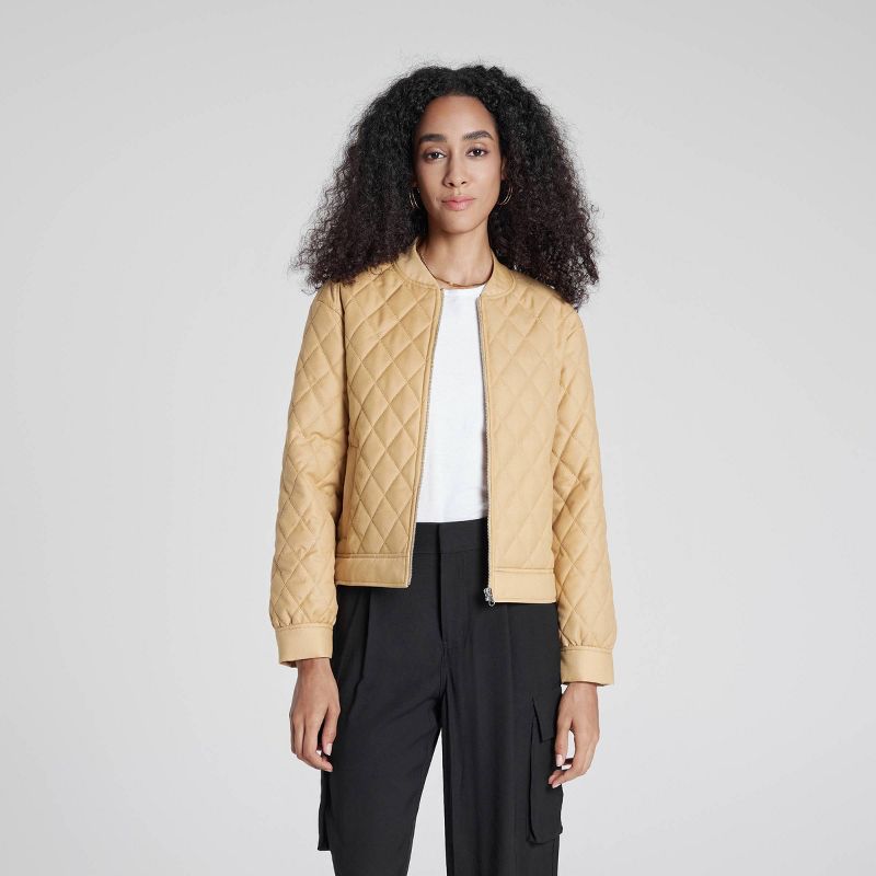 Women's Quilted Bomber Jacket - A New Day™ Yellow XS