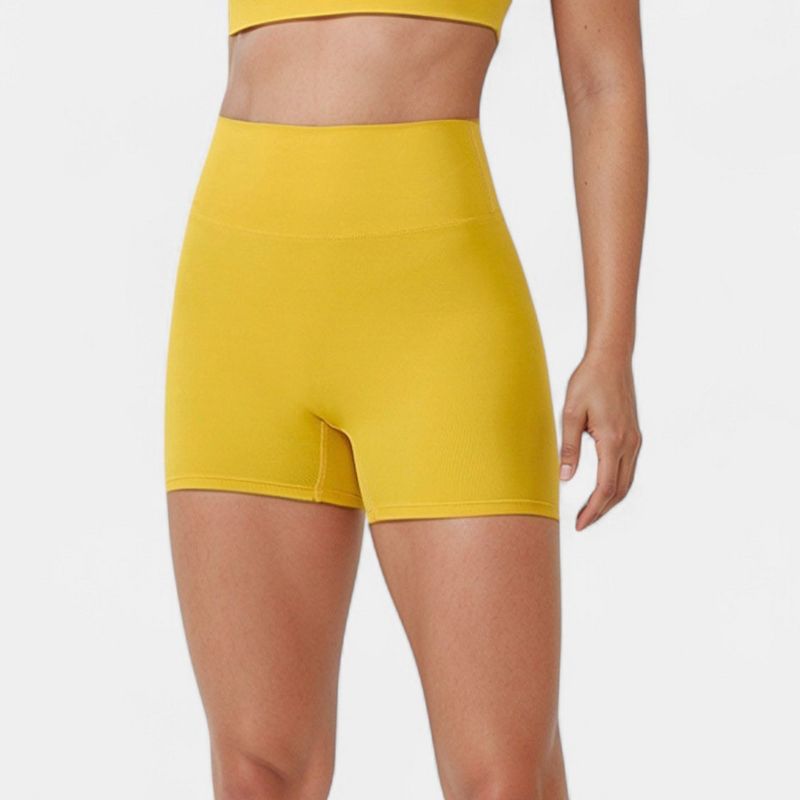 Anna-Kaci Active Women's High Waist Seamless Active Shorts with Smooth Finish and Body-Hugging Stretch Fit - X Large, Yellow