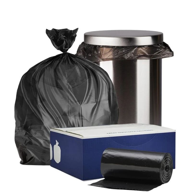 Plasticplace 12-16 Gallon Trash Bags, 8 Microns, Black High Density Liners, 24" x 33" (1000 Count)